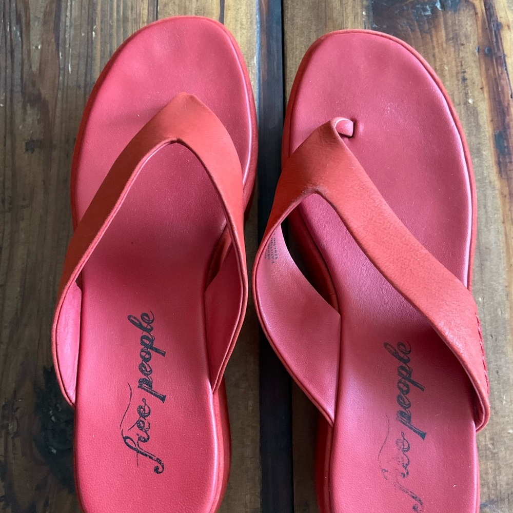 Free People Red Flip Flop Wedge Sandal